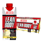 Labrada Lean Body protein shake packaging with banana flavor, 40g protein, zero sugar, gluten free, lactose free.